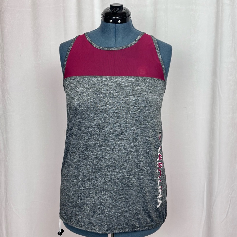 Pink and Gray Color-Blocked Tank Top with Scoop Neck